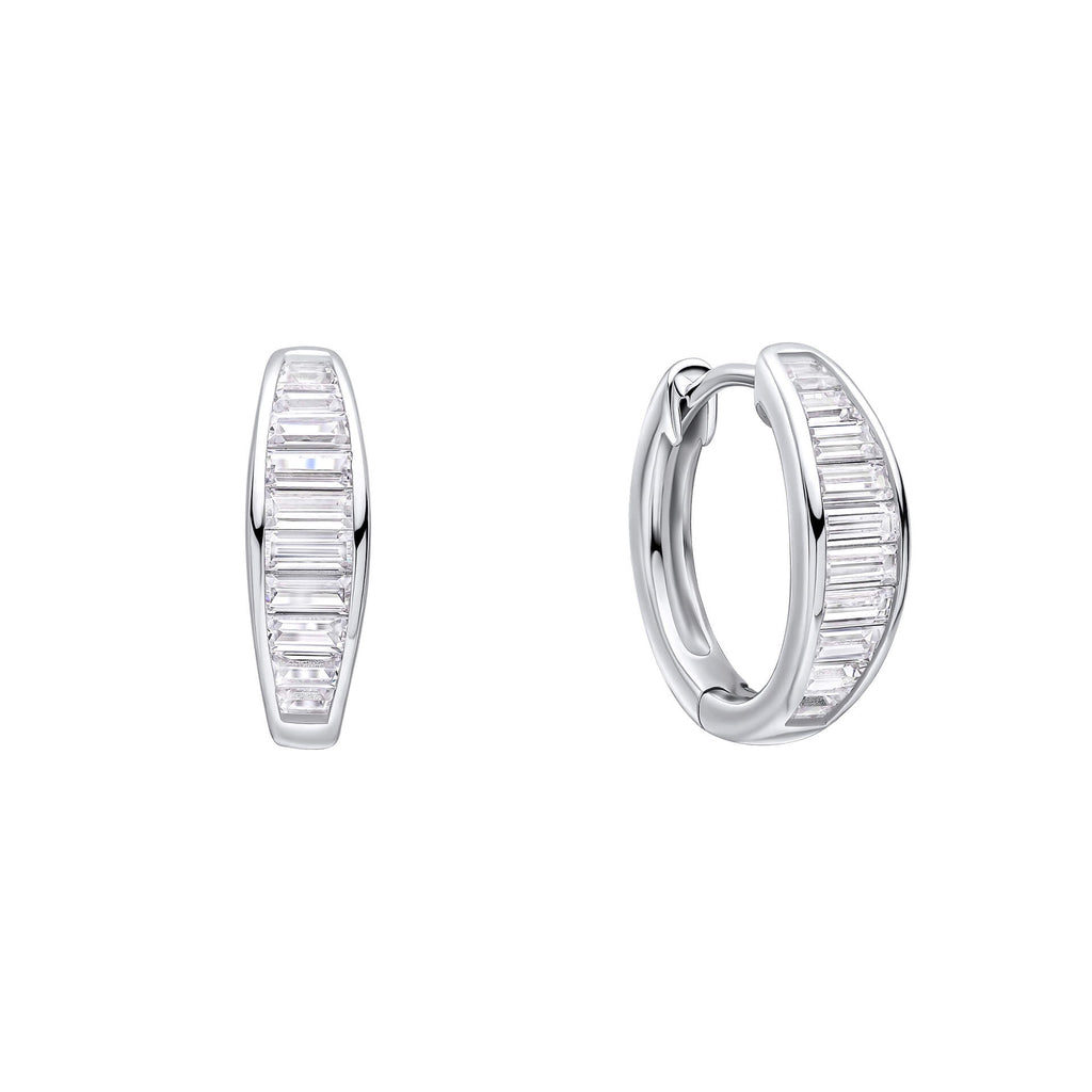 Gecko Jewellery Sterling Silver Baguette Zirconia Hoop Earrings