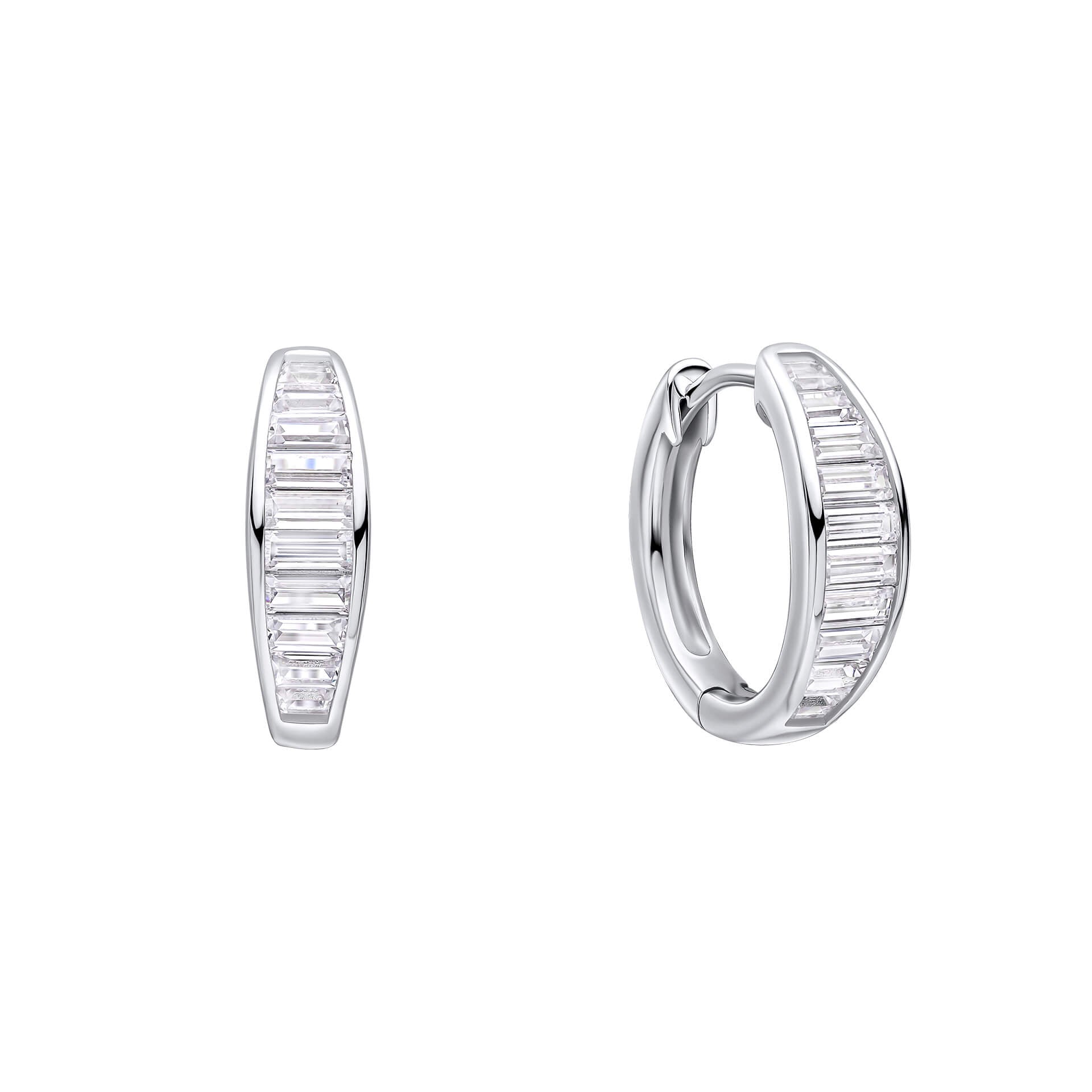 Gecko Jewellery Sterling Silver Baguette Zirconia Hoop Earrings