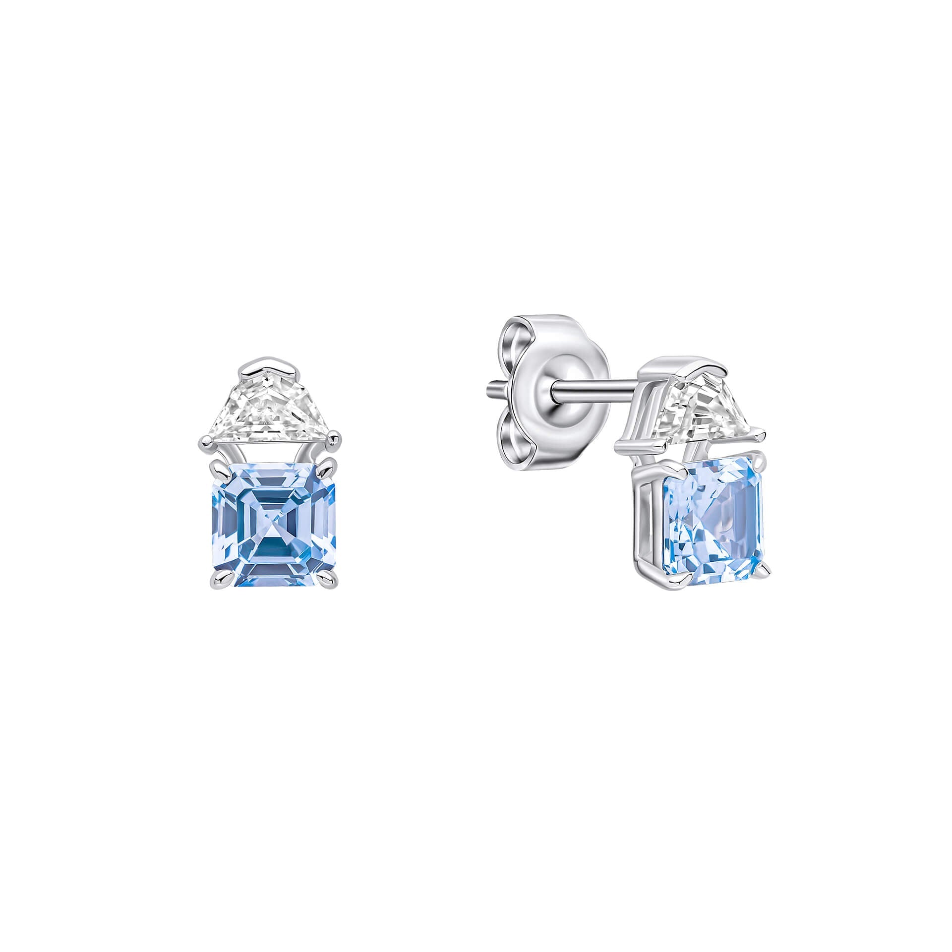 Gecko Jewellery Square Cut Sterling Silver Earrings with Zirconia