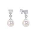 Gecko Jewellery Zirconia and Shell Pearl Drop Earrings in Silver