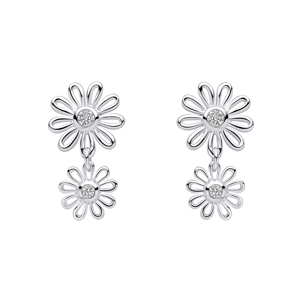 Laura Ashley Thorncliff Daisy Drop Earrings in Sterling Silver