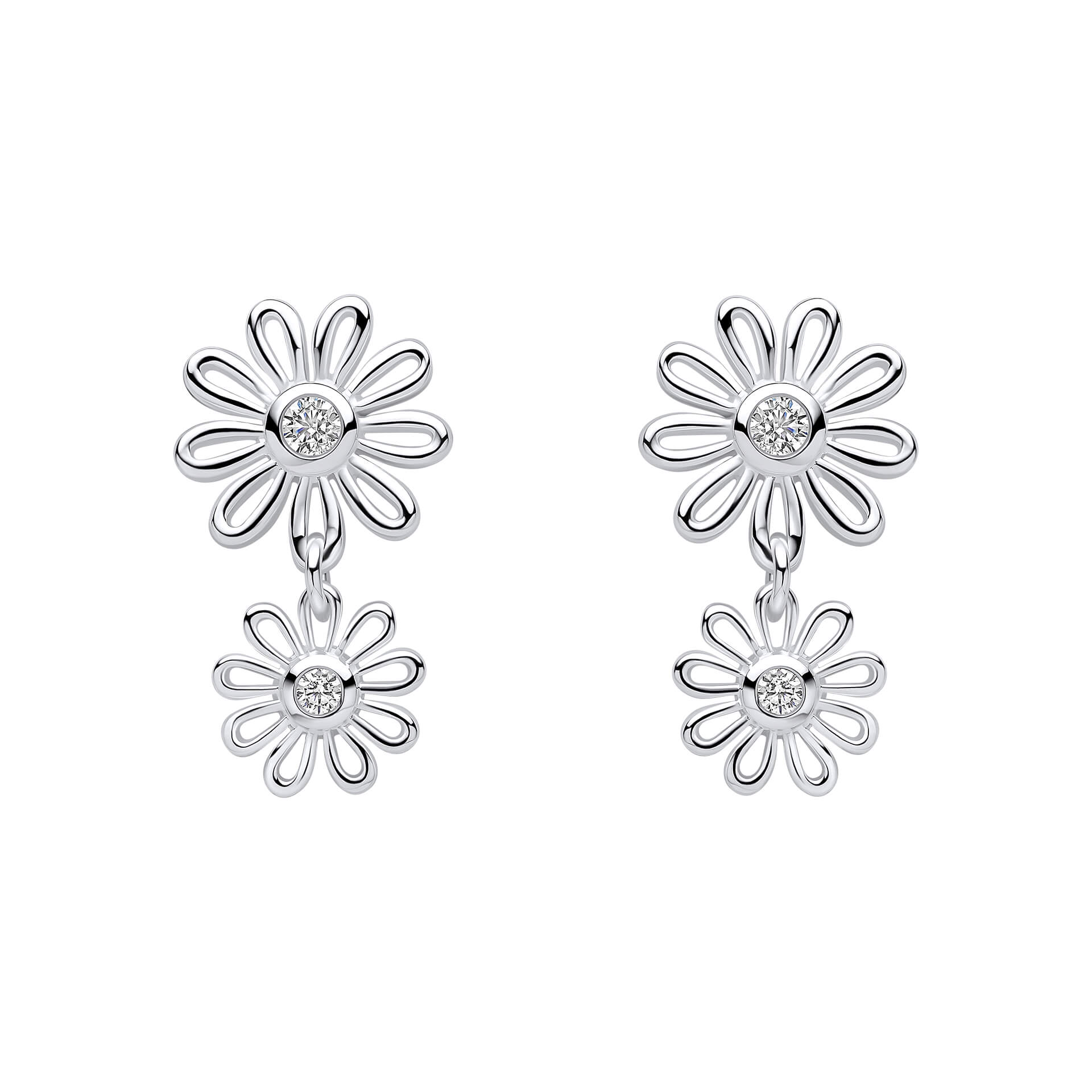 Laura Ashley Thorncliff Daisy Drop Earrings in Sterling Silver