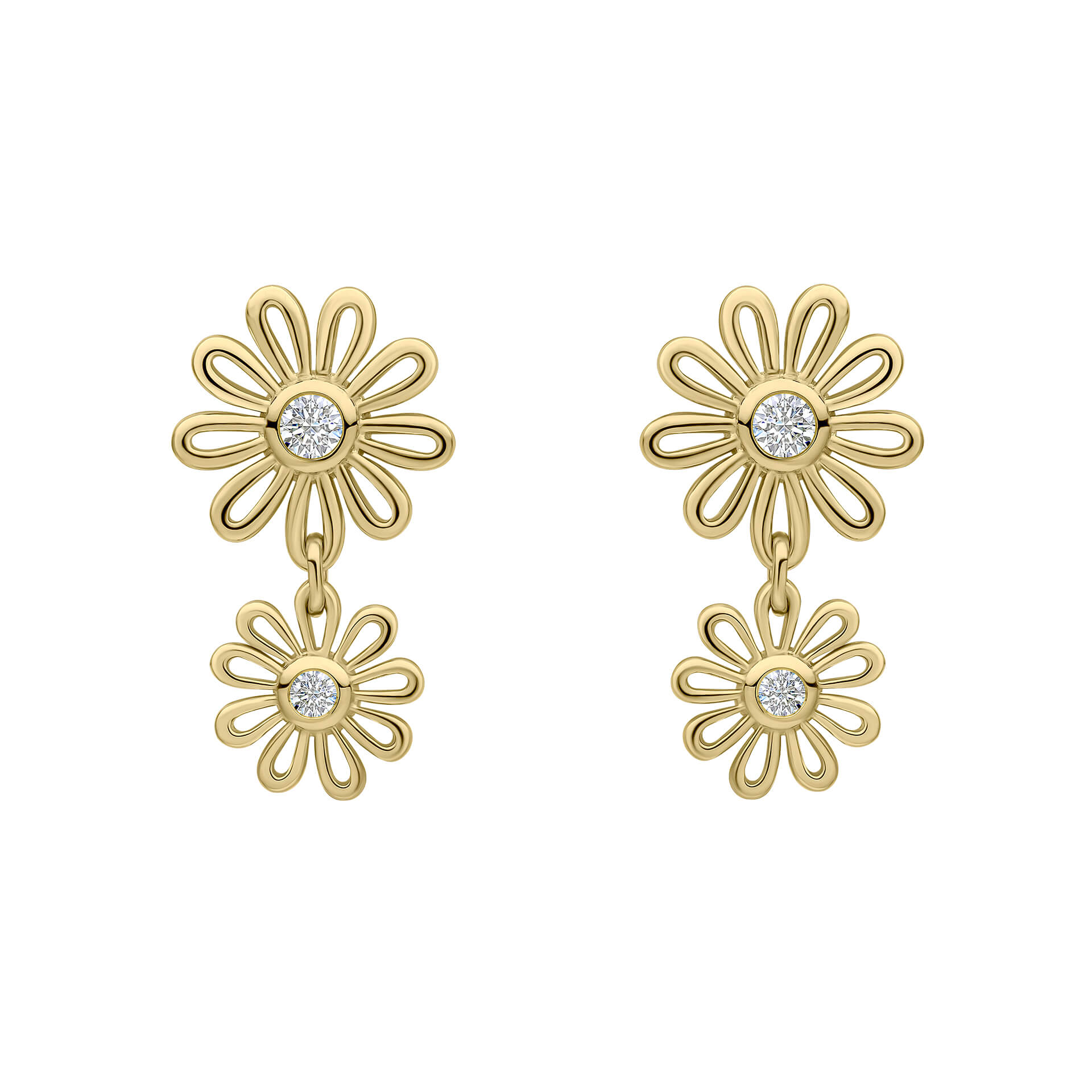 Laura Ashley Thorncliff Daisy Drop Earrings in Sterling Silver