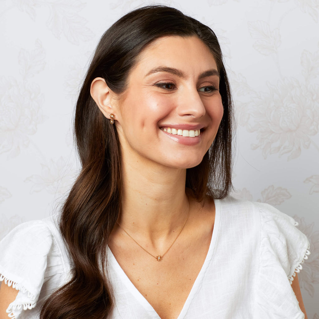 Laura Ashley Thorncliff Daisy Necklace – Recycled Silver & Zirconia