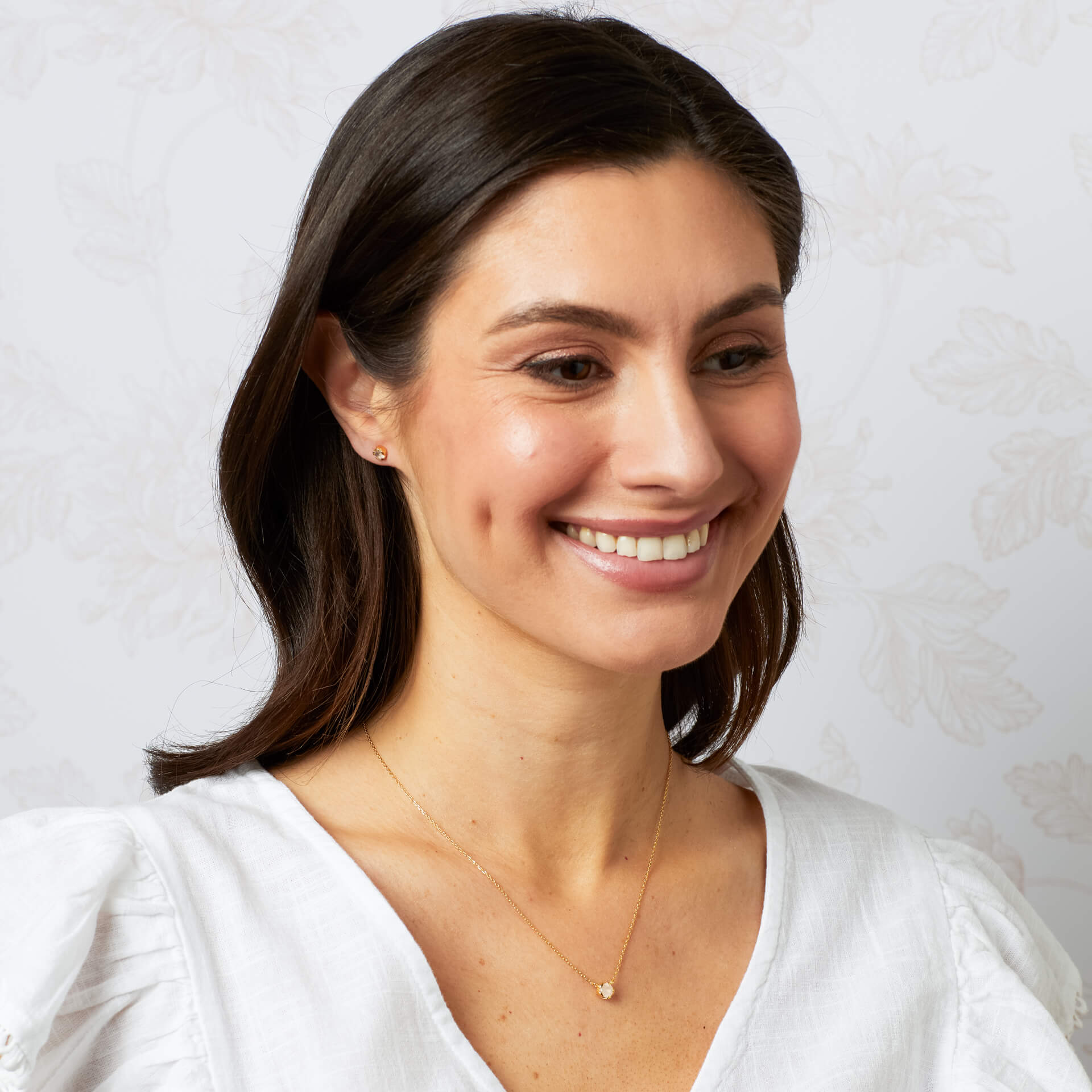 Laura Ashley Petal Semi-Precious Stud Earrings in Recycled Silver