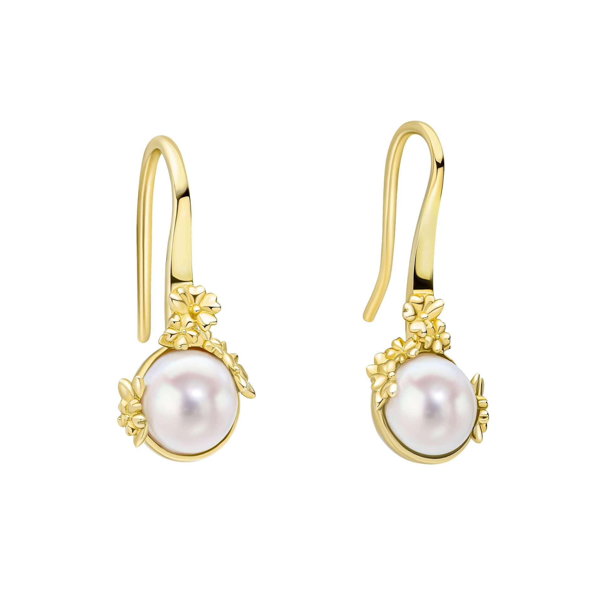 Gecko Jewellery Ickleford Tulips Gold Plated Pearl Earrings