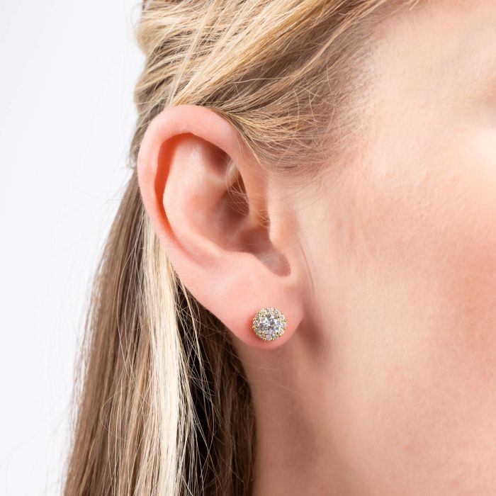 Diamonfire Halo Stud Earrings | Sterling Silver Zirconia by Gecko