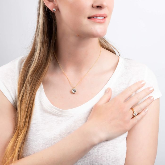Diamonfire Halo Pendant – Sterling Silver Zirconia Necklace by Gecko