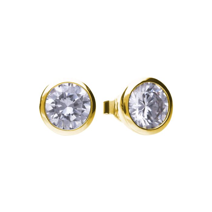 Diamonfire Sterling Silver Bezel Set Zirconia Stud Earrings by Gecko