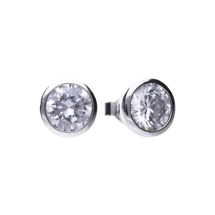 Diamonfire Sterling Silver Bezel Set Zirconia Stud Earrings by Gecko