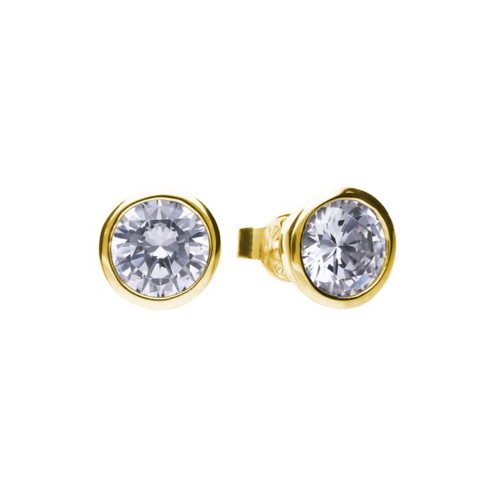 Diamonfire Sterling Silver Bezel Set Zirconia Stud Earrings by Gecko