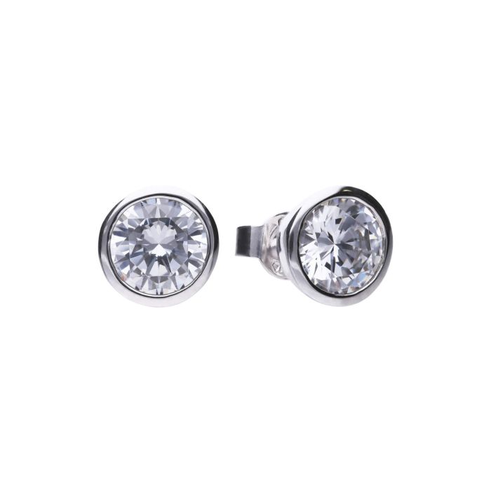 Diamonfire Sterling Silver Bezel Set Zirconia Stud Earrings by Gecko