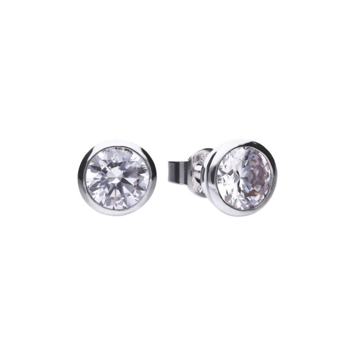 Diamonfire Sterling Silver Bezel Set Zirconia Stud Earrings by Gecko