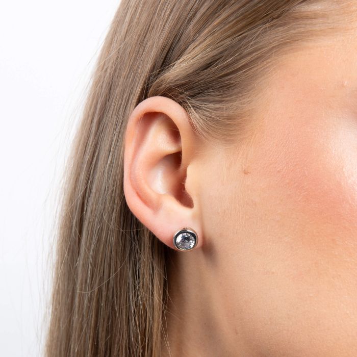 Diamonfire Sterling Silver Bezel Set Zirconia Stud Earrings by Gecko