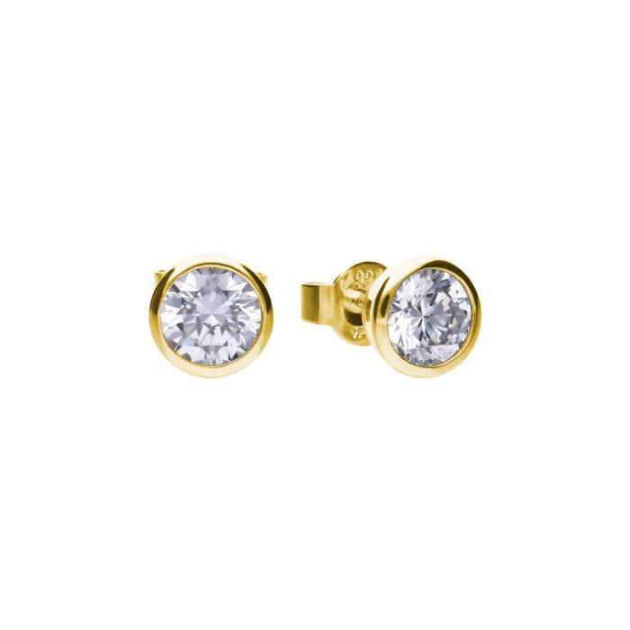 Diamonfire Sterling Silver Bezel Set Zirconia Stud Earrings by Gecko