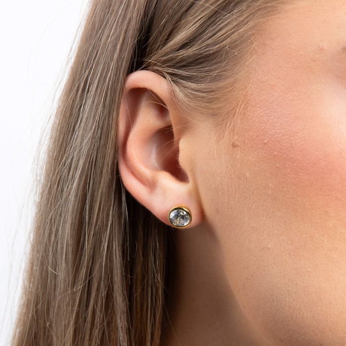 Diamonfire Sterling Silver Bezel Set Zirconia Stud Earrings by Gecko