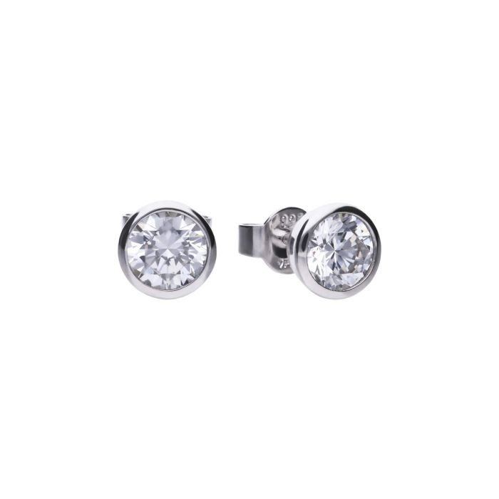 Diamonfire Sterling Silver Bezel Set Zirconia Stud Earrings by Gecko