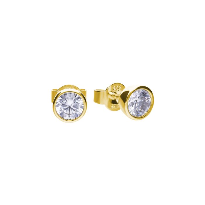 Diamonfire Sterling Silver Bezel Set Zirconia Stud Earrings by Gecko