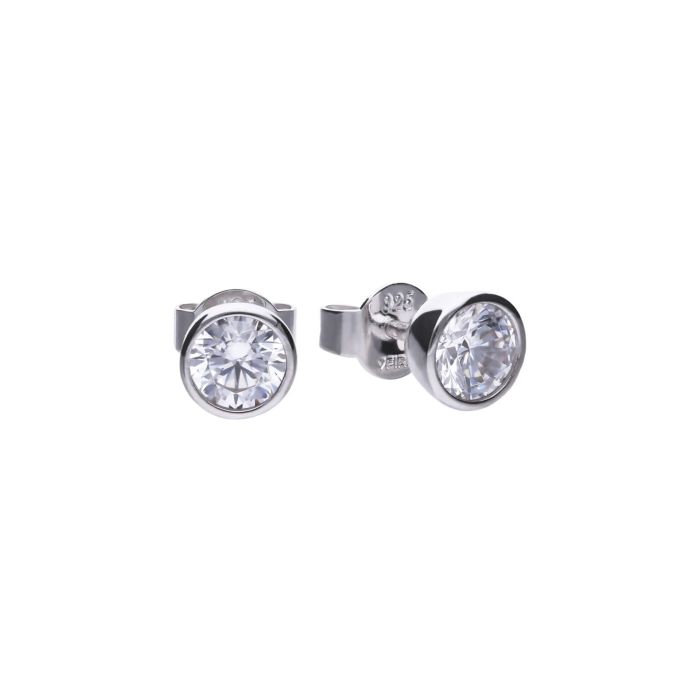 Diamonfire Sterling Silver Bezel Set Zirconia Stud Earrings by Gecko