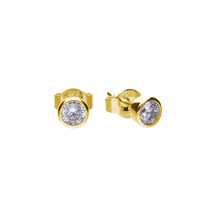 Diamonfire Sterling Silver Bezel Set Zirconia Stud Earrings by Gecko