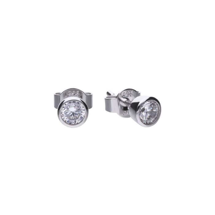 Diamonfire Sterling Silver Bezel Set Zirconia Stud Earrings by Gecko