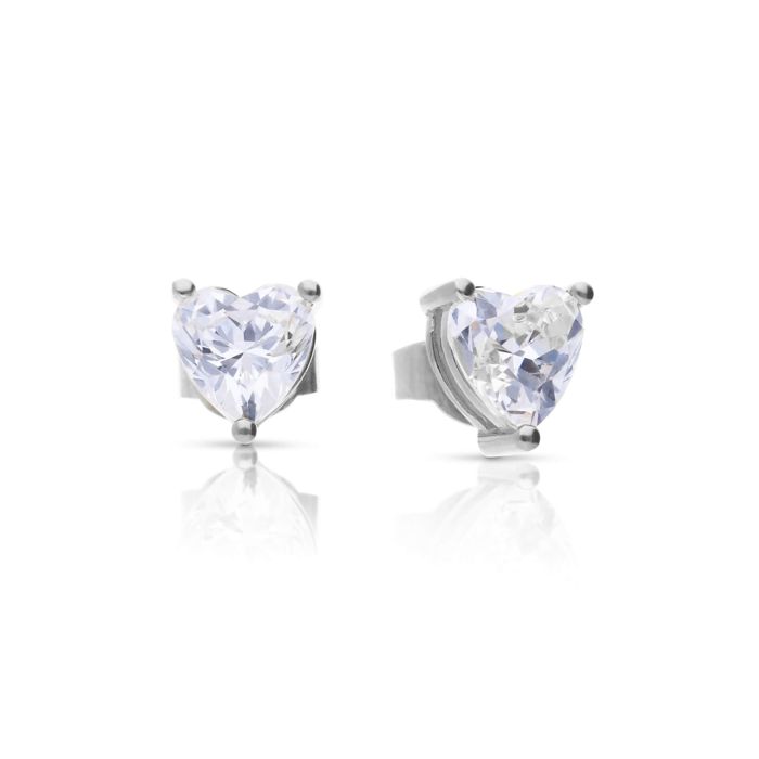 Diamonfire Heart Shaped Zirconia Stud Earrings in Sterling Silver