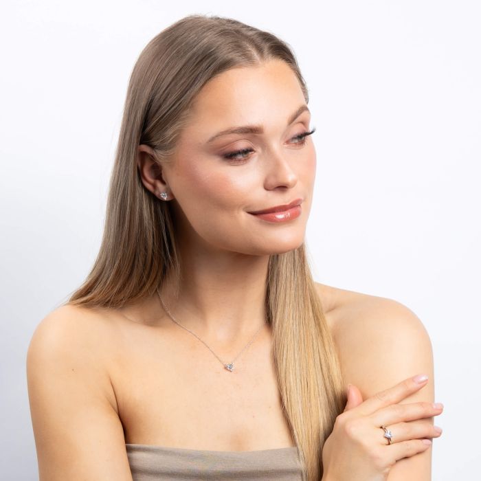 Diamonfire Heart Shaped Zirconia Solitaire Ring in Sterling Silver