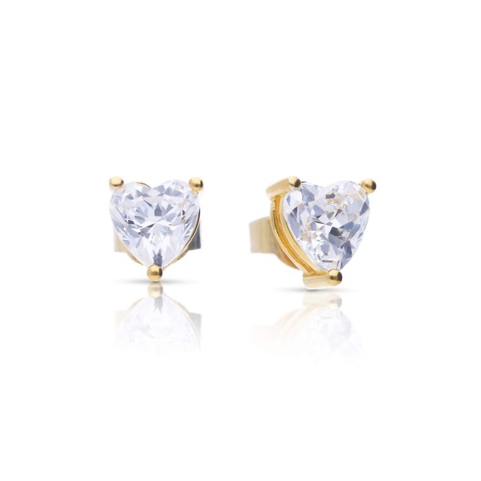 Diamonfire Heart Shaped Zirconia Stud Earrings in Sterling Silver