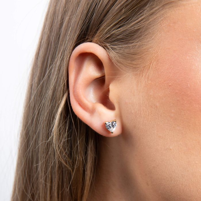 Diamonfire Heart Shaped Zirconia Stud Earrings in Sterling Silver
