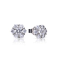 Diamonfire Flower Cluster Stud Earrings in Sterling Silver and Zirconia
