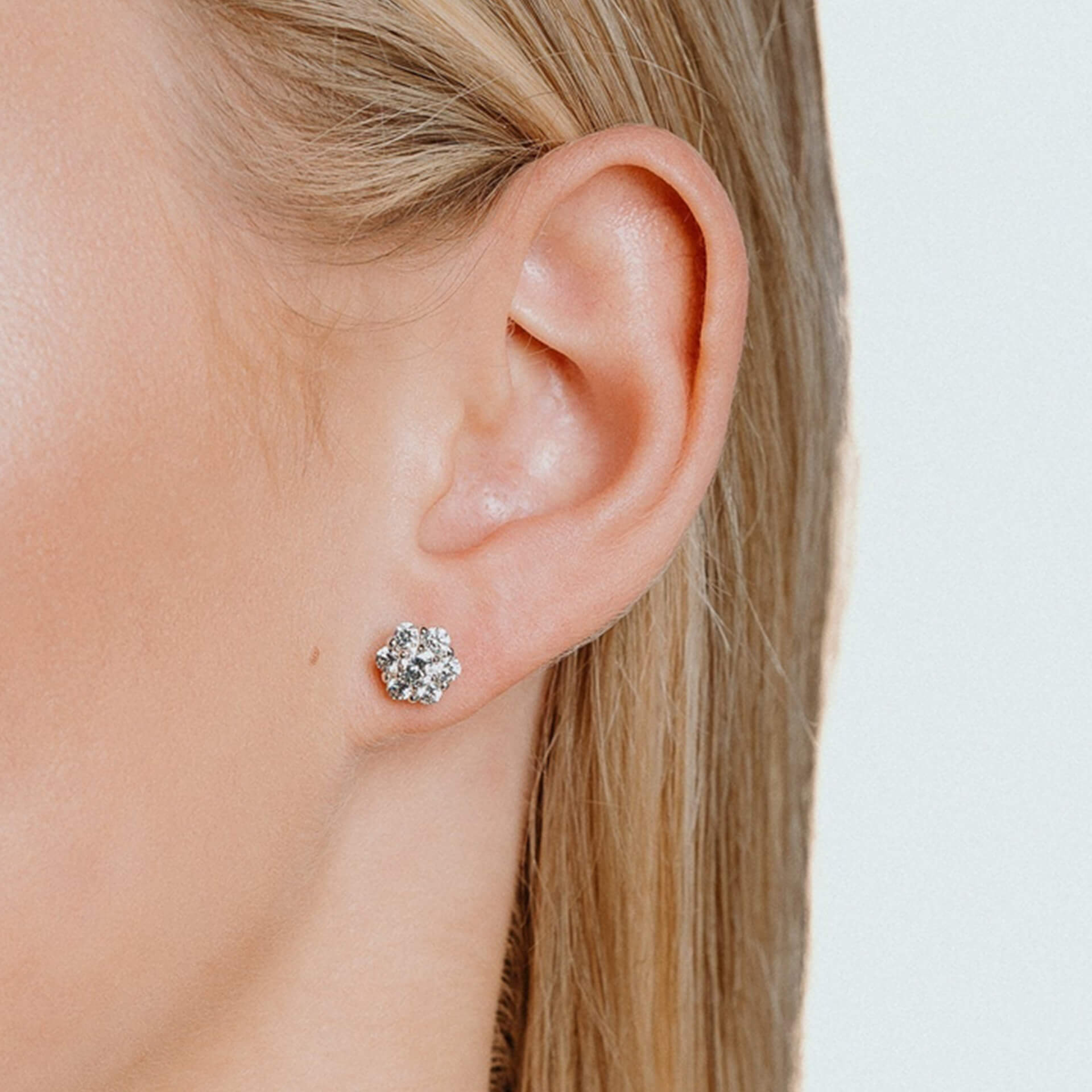 Diamonfire Flower Cluster Stud Earrings in Sterling Silver and Zirconia