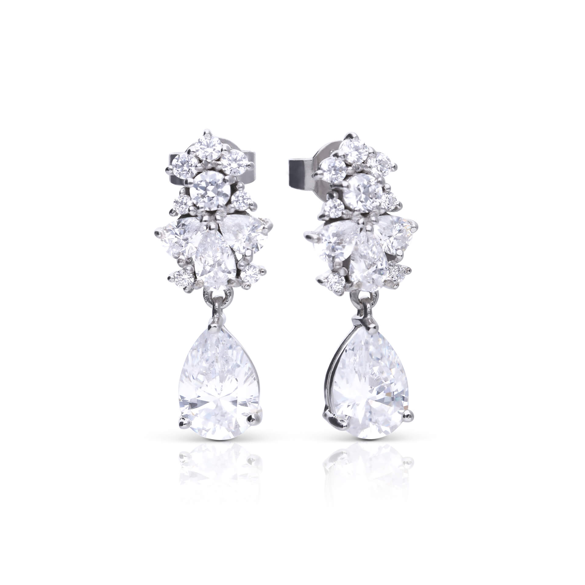 Diamonfire Sterling Silver Ornate Teardrop Earrings by Gecko Jewellery