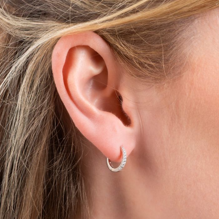 Diamonfire Zirconia Hoop Earrings – Sterling Silver Medium Claw Set