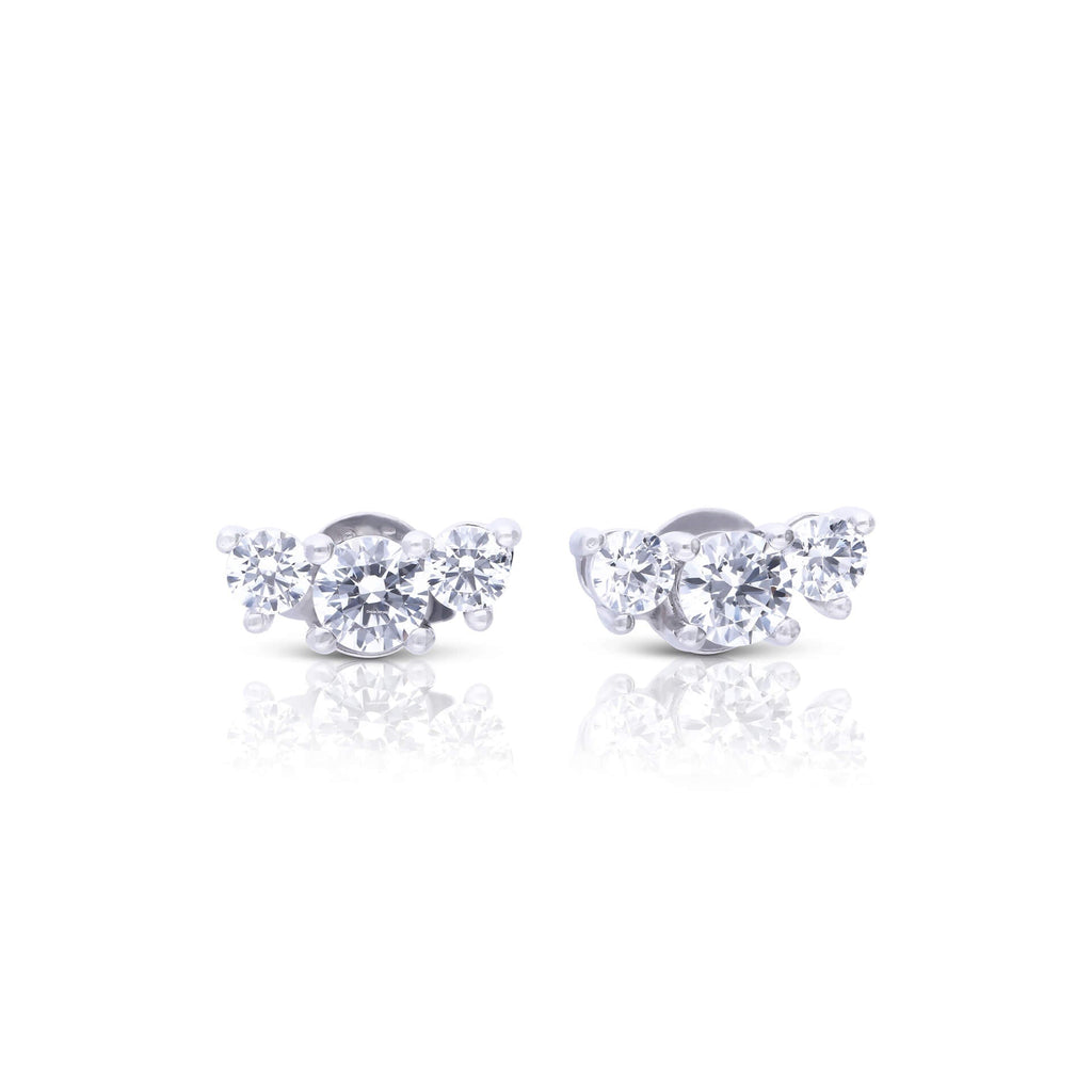 Diamonfire Trio Zirconia Stud Earrings | Sterling Silver Jewellery