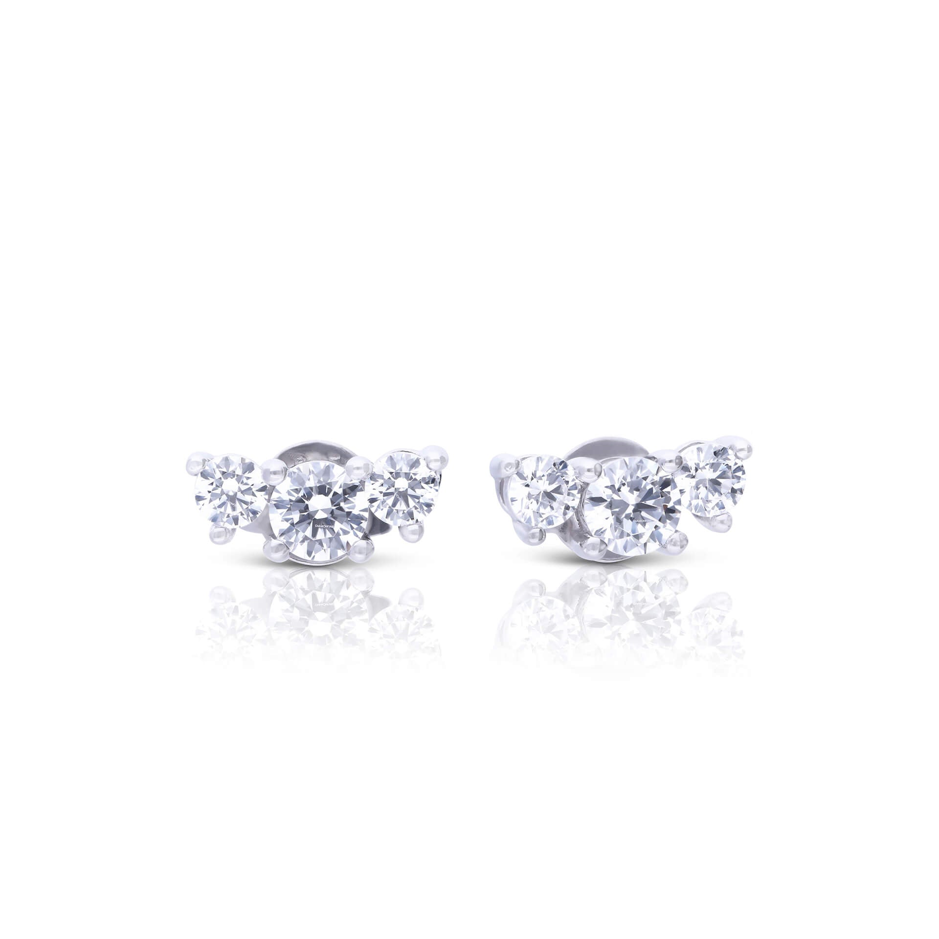 Diamonfire Trio Zirconia Stud Earrings | Sterling Silver Jewellery