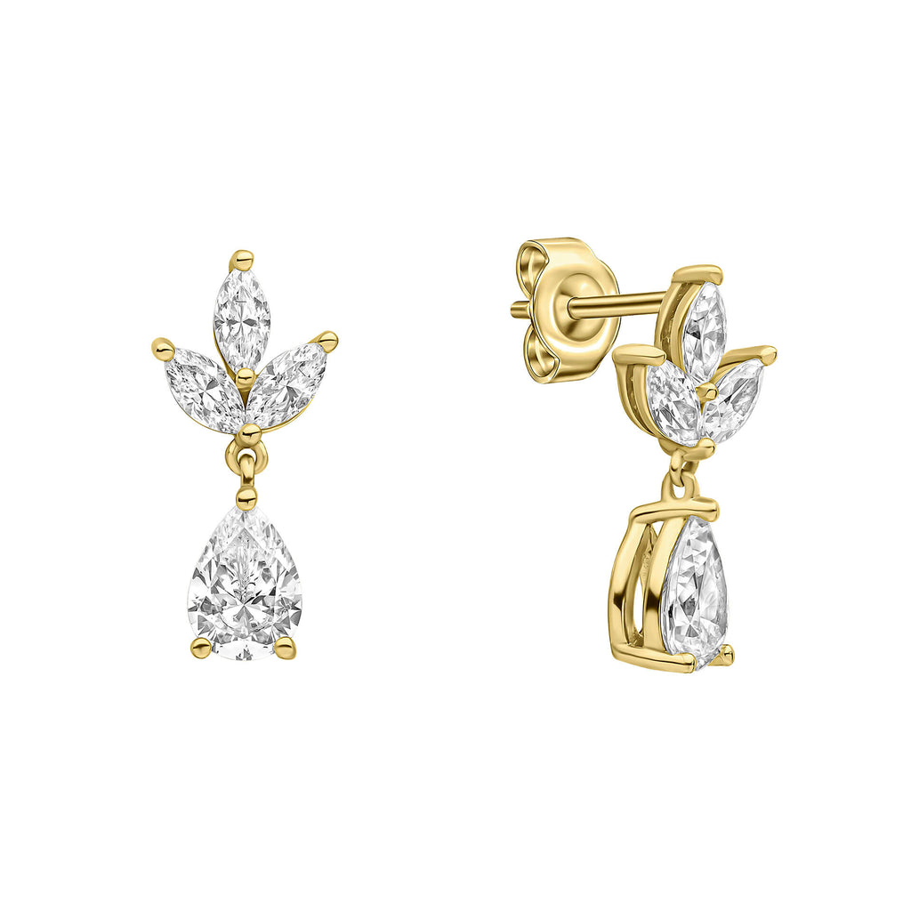 Diamonfire Vine Leaf Teardrop Earrings in Sterling Silver Zirconia