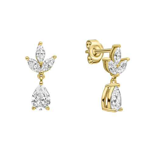 Diamonfire Vine Leaf Teardrop Earrings in Sterling Silver Zirconia
