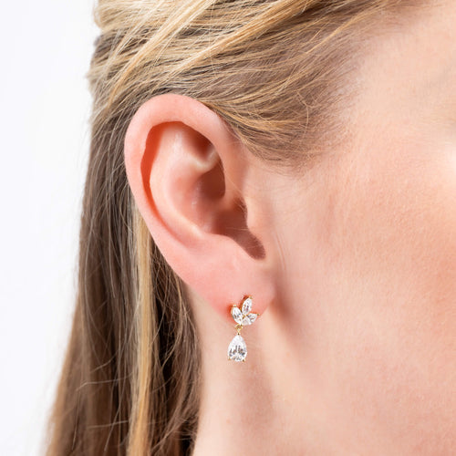 Diamonfire Vine Leaf Teardrop Earrings in Sterling Silver Zirconia