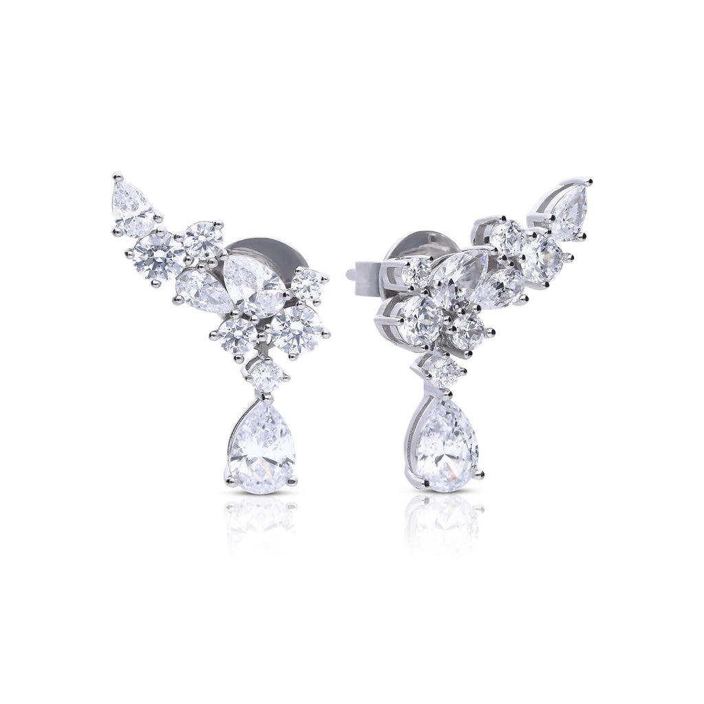 Diamonfire Zirconia Crawler Earrings – Sterling Silver Drop Design