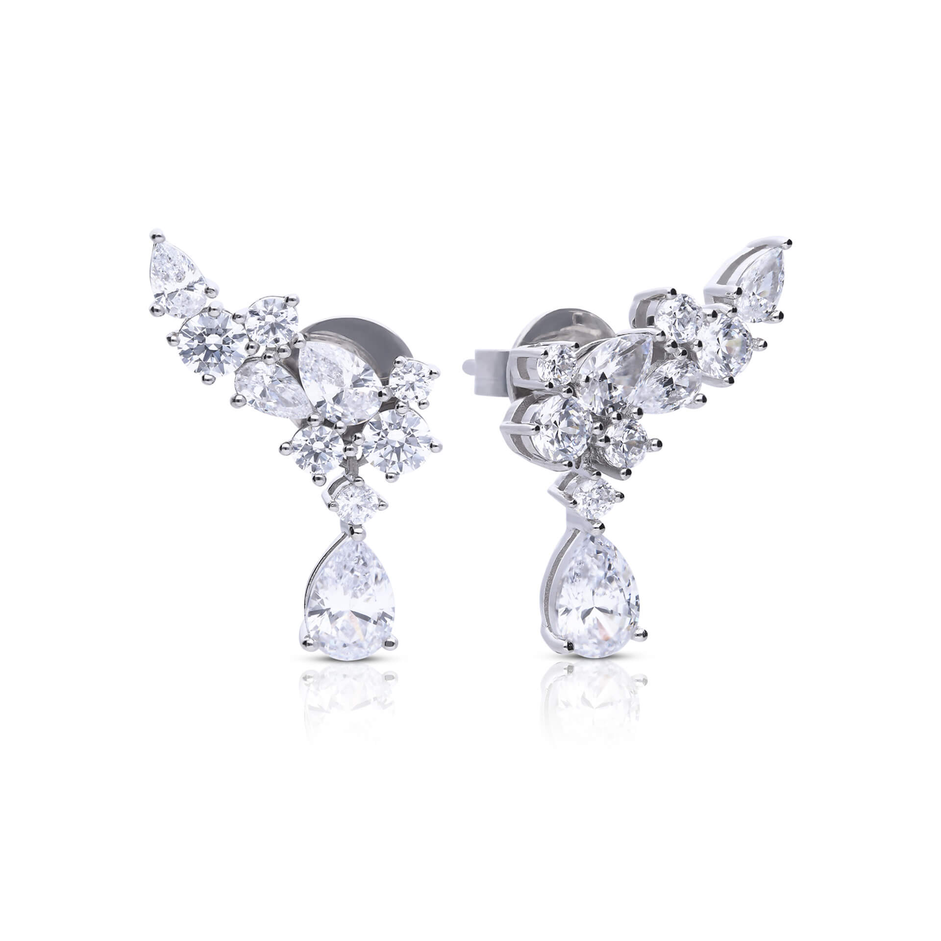 Diamonfire Zirconia Crawler Earrings – Sterling Silver Drop Design