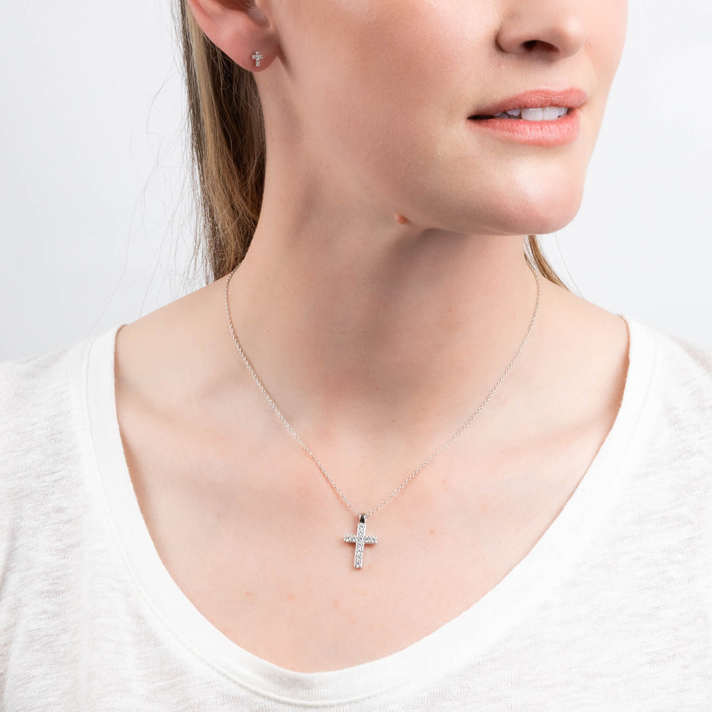 Diamonfire Cross Pendant – Sterling Silver with Zirconia Stones