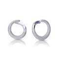 Diamonfire Pave Swirl Open Circle Earrings in Sterling Silver