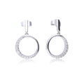 Diamonfire Half Pave Open Circle Earrings in Sterling Silver