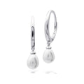 Diamonfire Shell Pearl Teardrop Hoop Earrings in Sterling Silver
