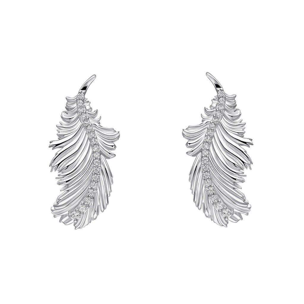 Gecko Jewellery Plume Feather Stud Earrings in Recycled Sterling Silver