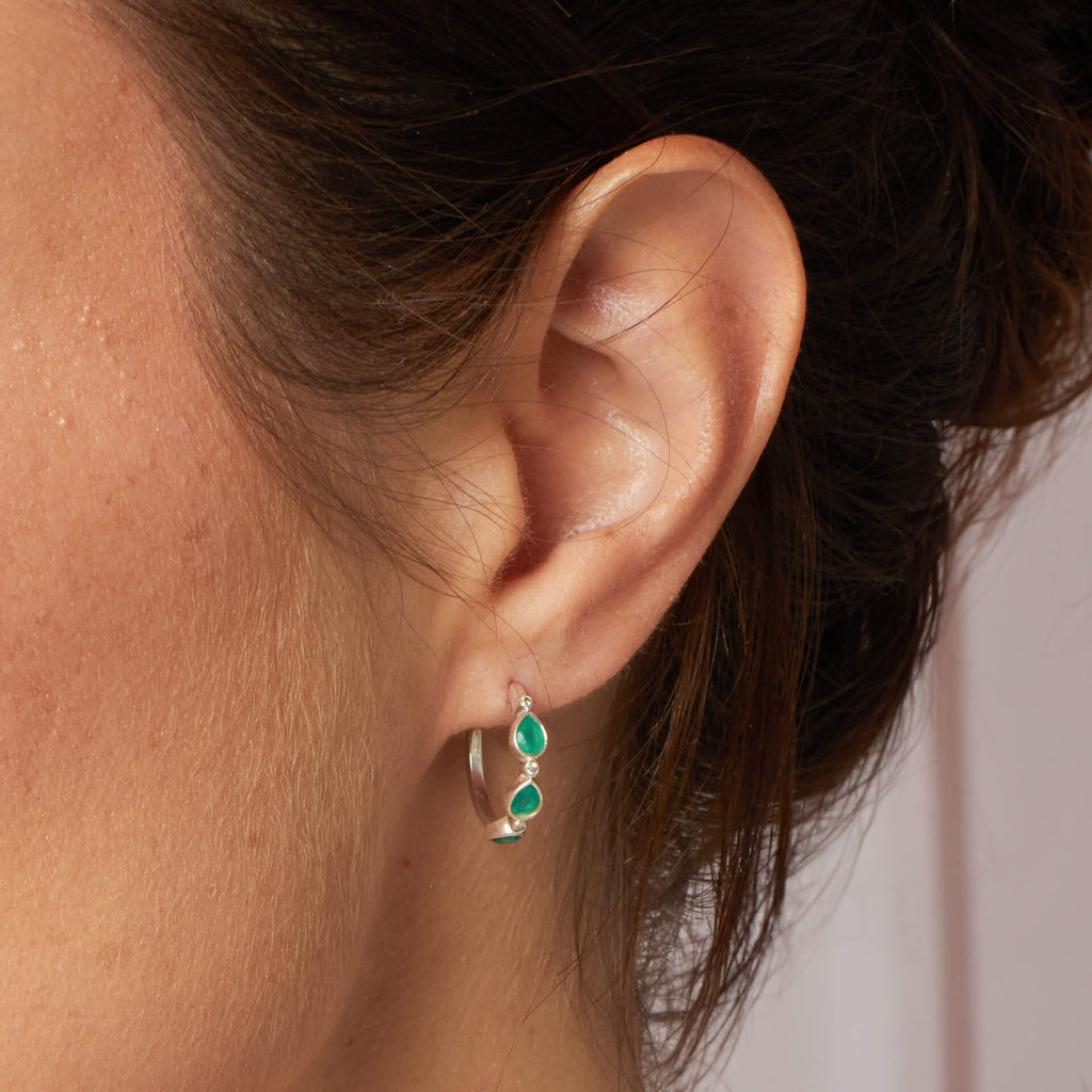 Laura Ashley Thornage Flowers Hoop Earrings in Recycled Sterling Silver