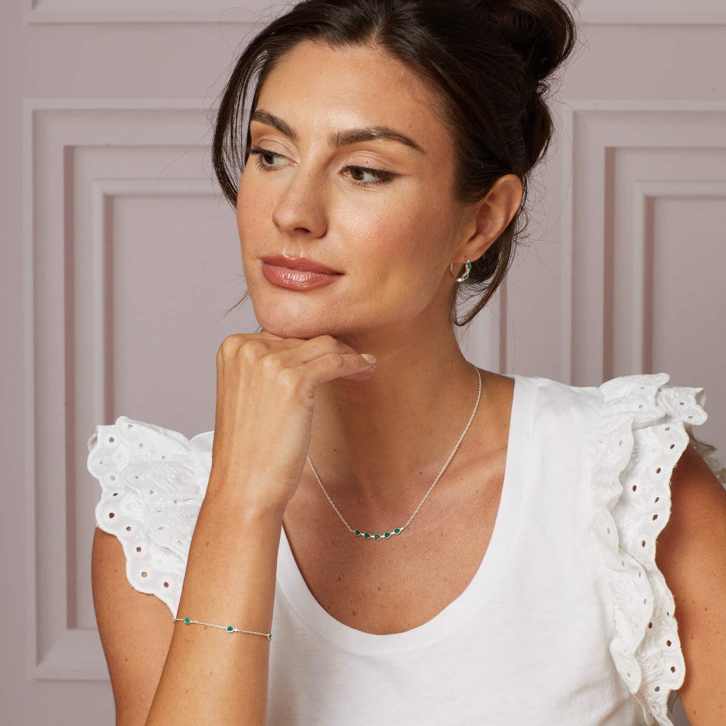 Gecko Jewellery Thornage Flowers Sterling Silver Teardrop Necklace