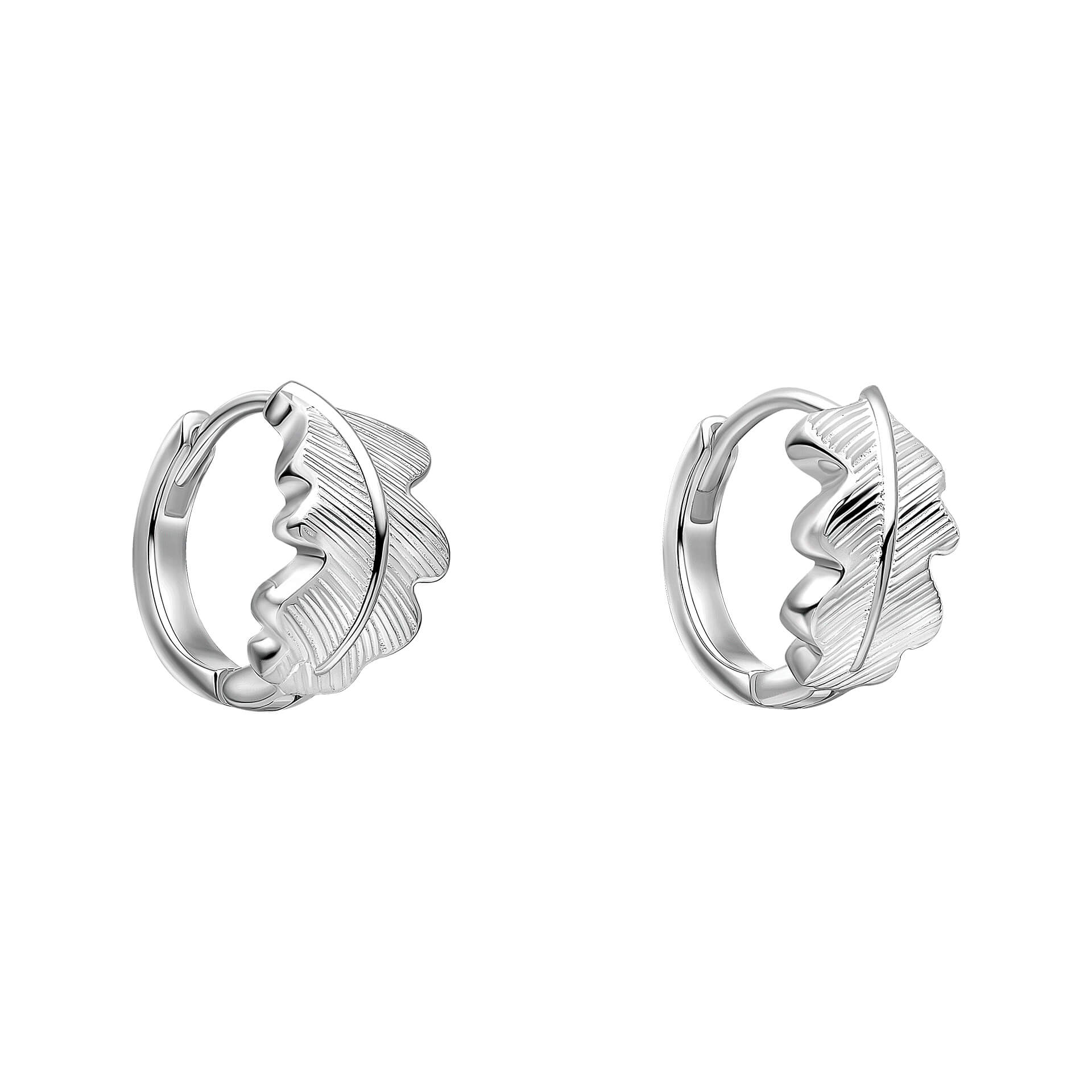 Gecko Jewellery Broadoak Oak Leaf Mini Hoop Earrings in Sterling Silver