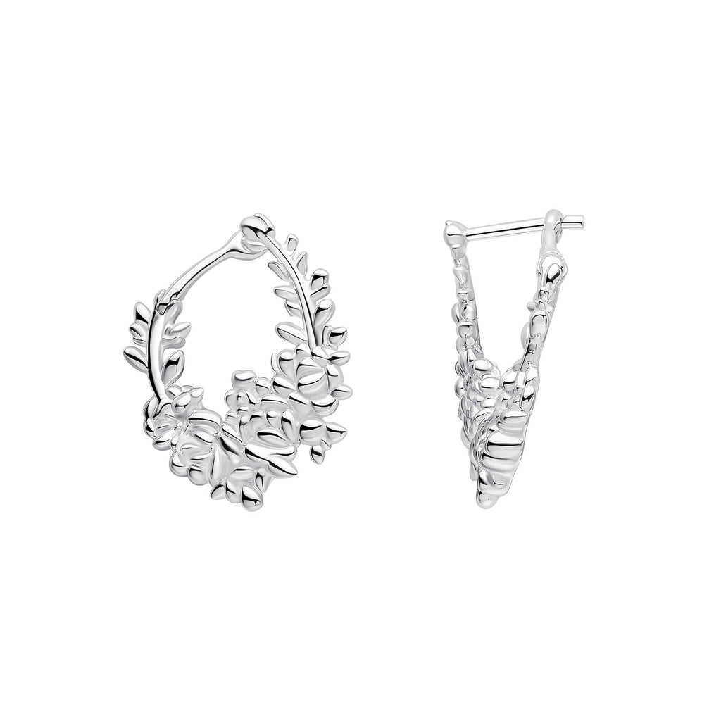 Laura Ashley Cathedine Floral Hoop Earrings in Recycled Sterling Silver