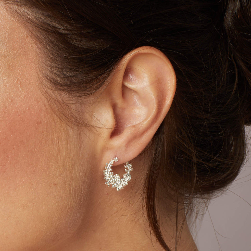 Laura Ashley Cathedine Floral Hoop Earrings in Recycled Sterling Silver